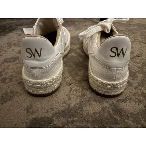 Stuart Weitzman Cream Daryl Lace-Up Espadrille Sneakers Size 12 B White - Picture 6 of 7